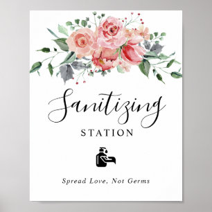 Poster Station de nettoyage Mariage floral rose pâle