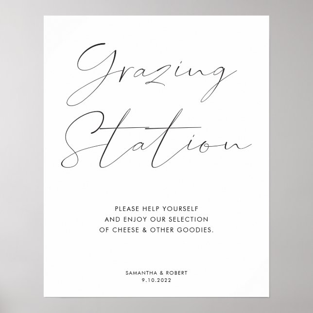 Poster Station de pâturage de mariage avec écriture calli (Devant)