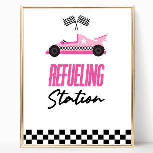 Poster Station de ravitaillement Pink Race Voiture Boire