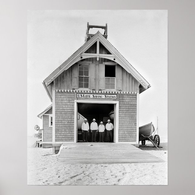 Poster Station de sauvetage, 1902. Photo vintage (Devant)