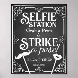 Poster Station de selfies personnalisée pour mariage sur 