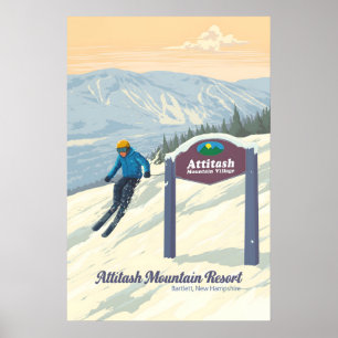 Poster Station de ski Attitash Mountain Bartlett New Hamp