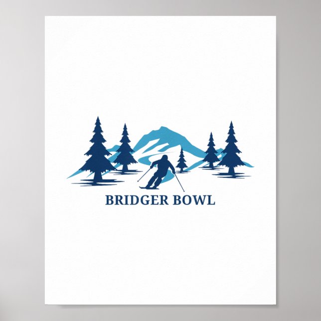 Poster Station de ski de Bridger Bowl Montana Ski de ski  (Devant)