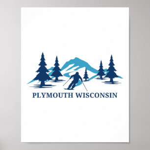 Poster Station de ski de Plymouth Wisconsin Skieur Ski
