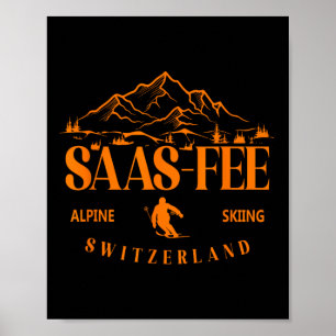 Poster Station de ski de Saas-fee Alpes suisses Ski alpin