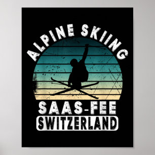 Poster Station de ski de Saas-fee Alpes suisses Ski alpin