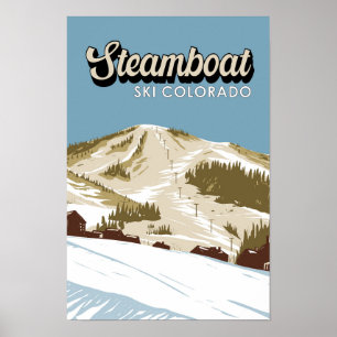 Poster Station de ski en bateau à vapeur Hiver Colorado V