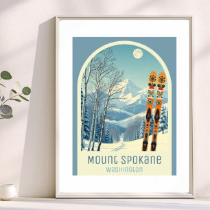 Poster Station de ski Mount Spokane Washington 