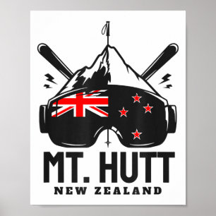 Poster Station de ski Mt Hutt Nouvelle-Zélande Ski rétro
