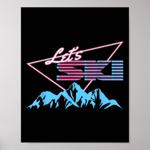 Poster Station de ski Retro Skiing Mountains 80s Station