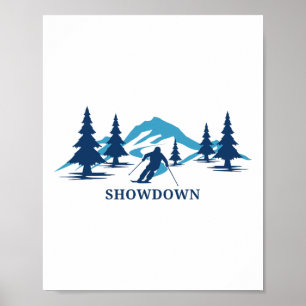 Poster Station de ski Showdown Montana Ski Slalom