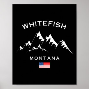 Poster Station de ski Whitefish Montana Montagnes Rocheus