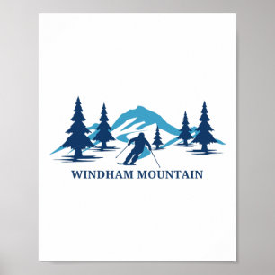 Poster Station de ski Windham Mountain New York Skieur Sk