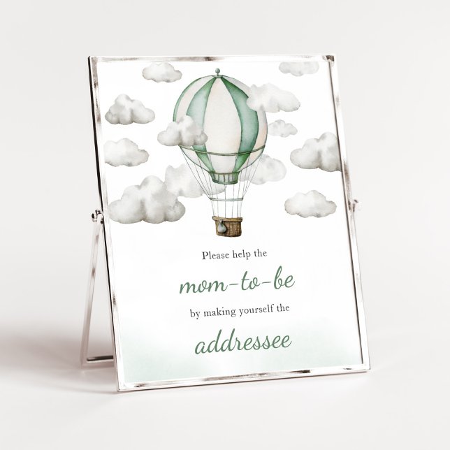 Poster Station d'enveloppe de Baby shower à air chaud ver (Gender Neutral Travel Baby Shower Envelope Station Sign)