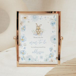 Poster Station d'enveloppe de Baby shower Blue Somebunny 