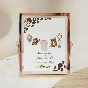 Poster Station d'enveloppe de Baby shower Cowboy