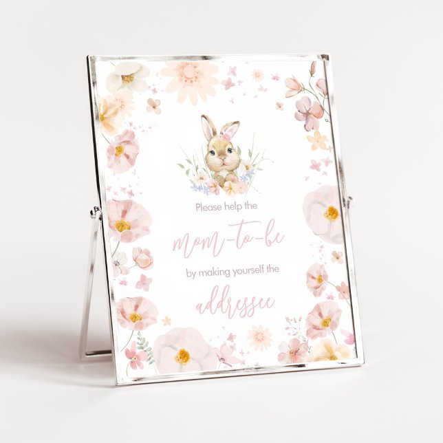 Poster Station d'enveloppe de Baby shower de lapin Somebu (Rabbit Somebunny Baby Shower Envelope Station Sign)