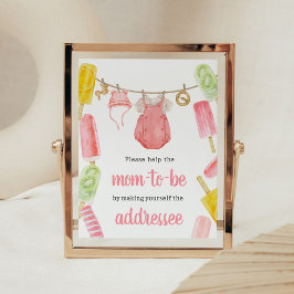 Poster Station d'enveloppe de Baby shower Girl Popsicle