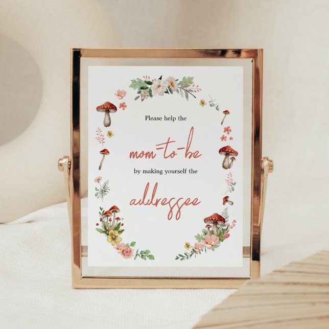 Poster Station d'enveloppe de champignons Fleurs sauvages (Enchanted Mushroom Baby Shower Envelope Station Sign)