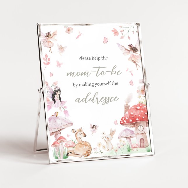 Poster Station d'enveloppe de petite fée Whimsical (Little Fairy Whimsical Baby Shower Envelope Station Sign)
