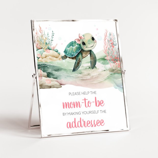 Poster Station d'enveloppe du Baby shower de tortue de me (A Little Hatching Is On the Way Baby Shower Envelope Station Sign)