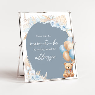 Poster Station d'enveloppes de ballons d'ours bleu Boho