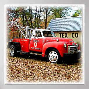 Poster Station d'essence Rétro Camion de camion de remorq