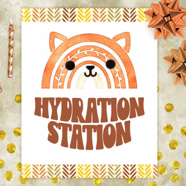 Poster Station d'hydratation 8x10 Boho Woodland Fox Anniv (Créateur téléchargé)