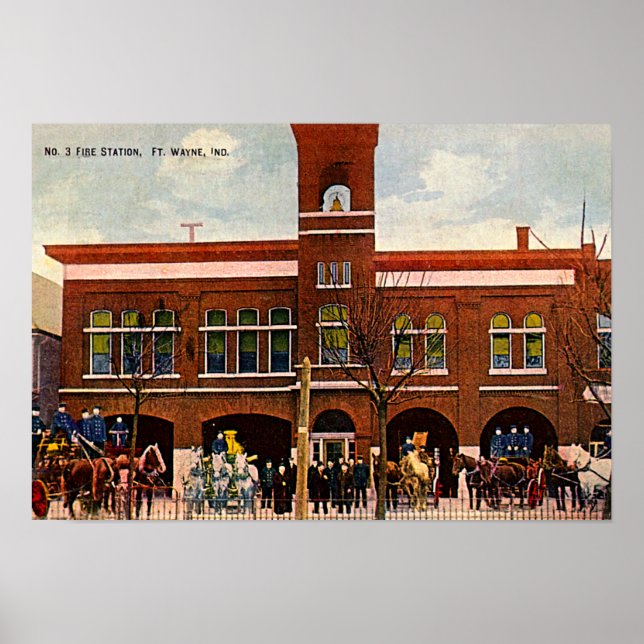 Poster Station d'incendie de Fort Wayne, Indiana 3 1915 (Devant)