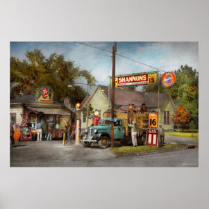 Poster Station-service - Shannon's super gasolines 1939