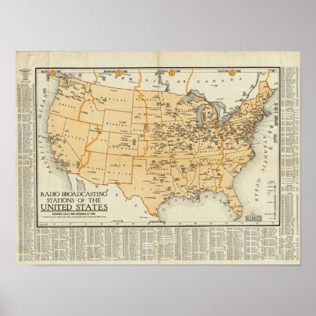Poster Stations De Radiodiffusion Des États-Unis (Devant)