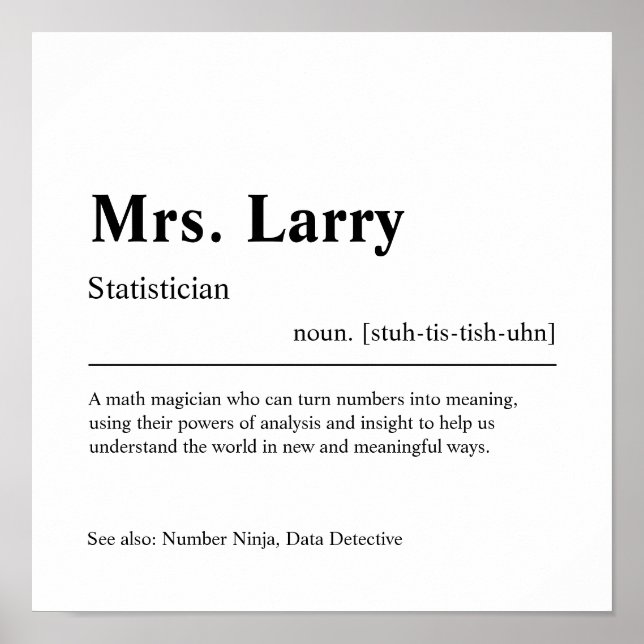 Poster Statisticien cadeau personnalisé (Devant)
