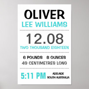 Poster Statistiques de naissance bébé personnalisé Mur Im