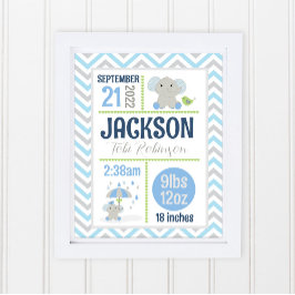 Poster Statistiques de naissance de bébé garçon de la nur