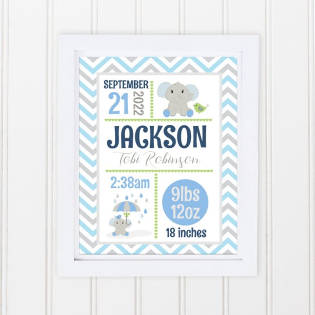 Poster Statistiques de naissance de bébé garçon de la nur (Créateur téléchargé)