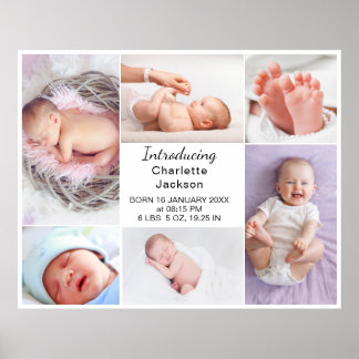 Poster Statistiques de naissance de bébé nouveau-né moder