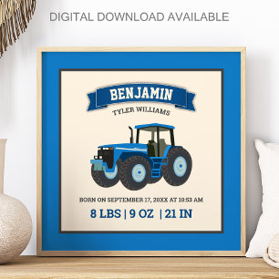 Poster Statistiques de naissance de bébé tracteur de ferm