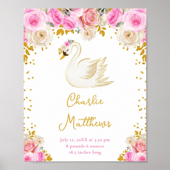 Poster Statistiques de naissance des Roses de cygne rose  (Devant)