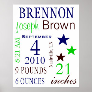 Poster Statistiques de naissance du garçon