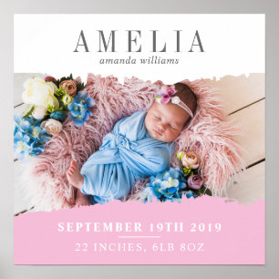 Poster Statistiques de naissance moderne garde photo