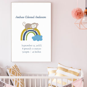 Poster Statistiques de naissance Rainbow Boho New Baby Bo