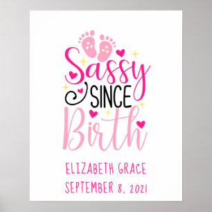 Poster Statistiques de naissance Rose Empreinte de pied d