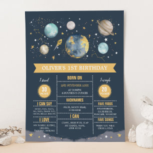 Poster Stats d'anniversaire Navy Gold Premier Tour autour