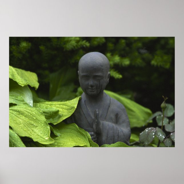 Poster Statue de Bouddha dans un jardin de méditation (Devant)