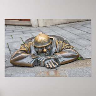 Poster Statue de bronze de l'égoutier, Bratislava, Slovaq