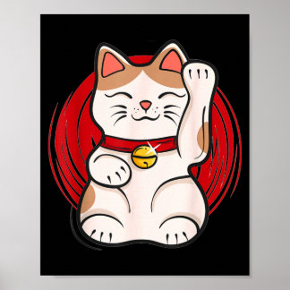 Poster Statue de chat chanceux Maneki-Neko agitant dans l