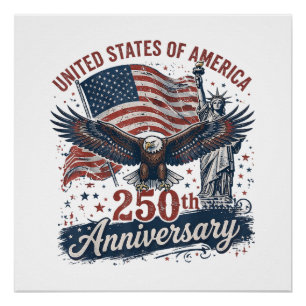Poster Statue de la Liberté aigle chauve 250e anniversair