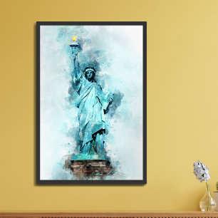 Poster Statue de la Liberté aquarelle