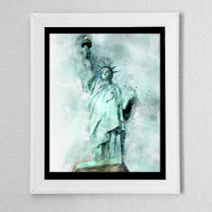 Poster Statue de la Liberté aquarelle artistique