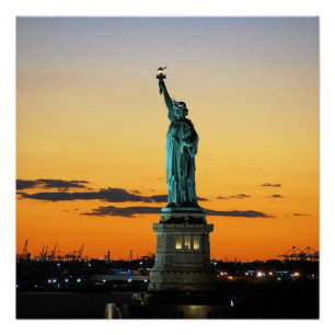 Poster Statue de la Liberté coucher New York